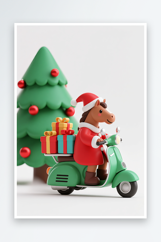 马年圣诞节元旦节圣诞老人双节同庆插画-众图网