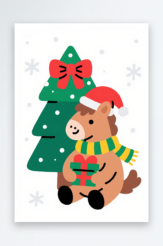 马年圣诞节元旦节圣诞老人双节同庆插画-众图网