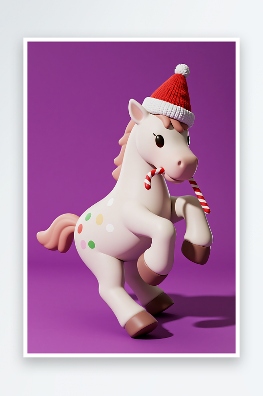 童话马年圣诞节元旦节圣诞老人双节同庆插画-众图网