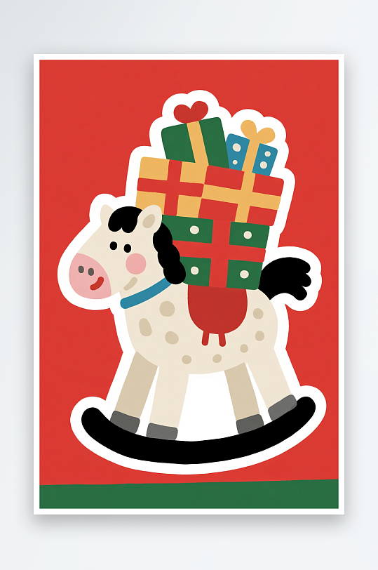 创意马年圣诞节元旦节圣诞老人双节同庆插画-众图网