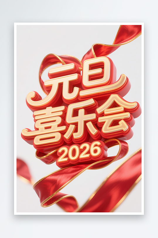 元旦喜乐会2026年元旦节艺术字字体设计-众图网