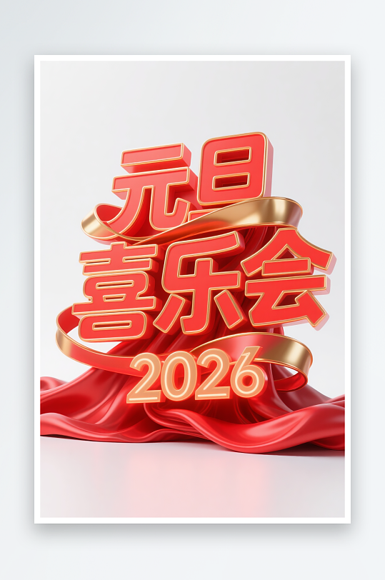 元旦喜乐会2026年元旦节艺术字字体设计-众图网
