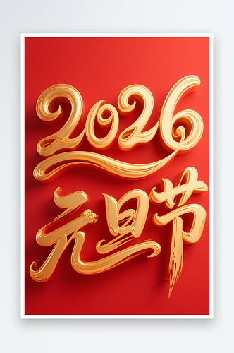 启程元旦2026年元旦节艺术字字体设计