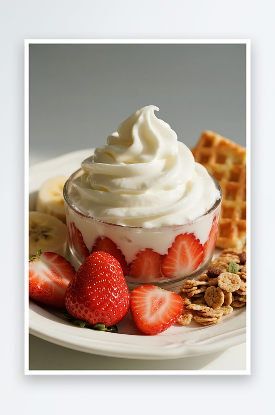 水果燕麦干噎酸奶碗甜品摄影图-众图网