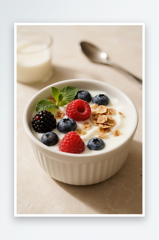 水果燕麦干噎酸奶碗甜品摄影图-众图网