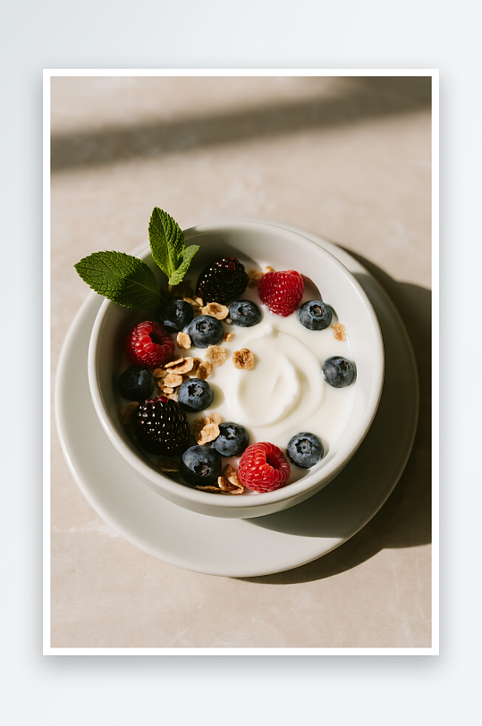 水果香蕉燕麦蓝莓干噎酸奶碗甜品摄影图-众图网