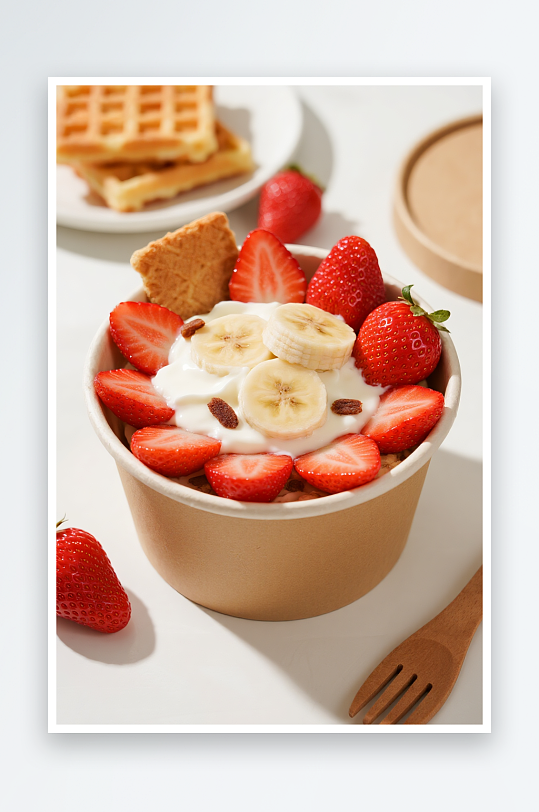 水果香蕉燕麦蓝莓干噎酸奶碗甜品摄影图-众图网