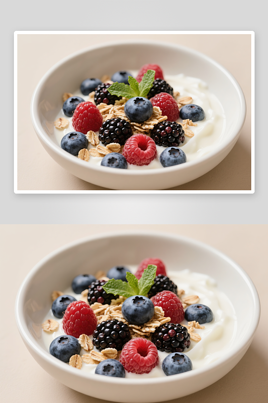 草莓坚果蓝莓干噎酸奶碗甜品摄影图-众图网