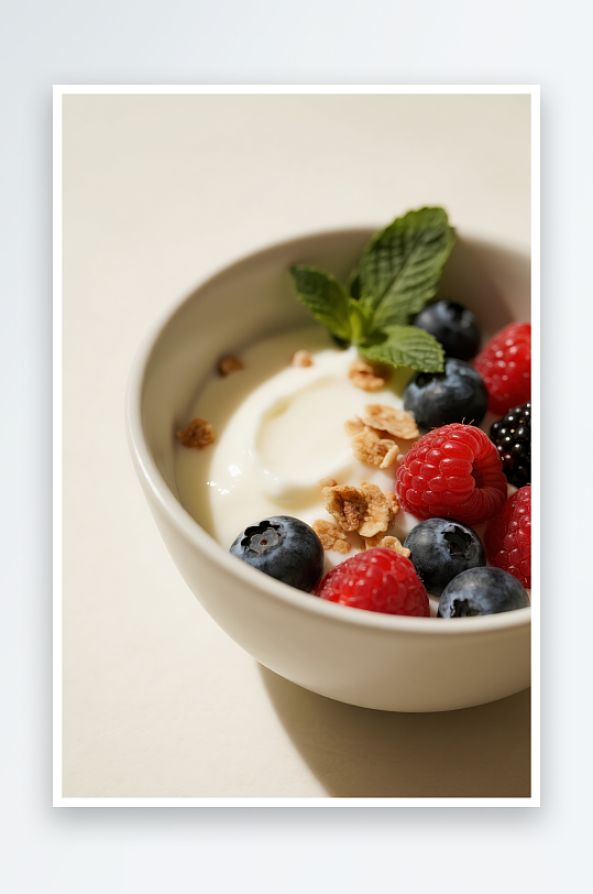 草莓坚果蓝莓干噎酸奶碗甜品摄影图-众图网