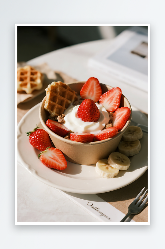 草莓坚果蓝莓干噎酸奶碗甜品摄影图-众图网