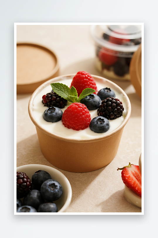 水果巧克力干噎酸奶碗甜品摄影图-众图网