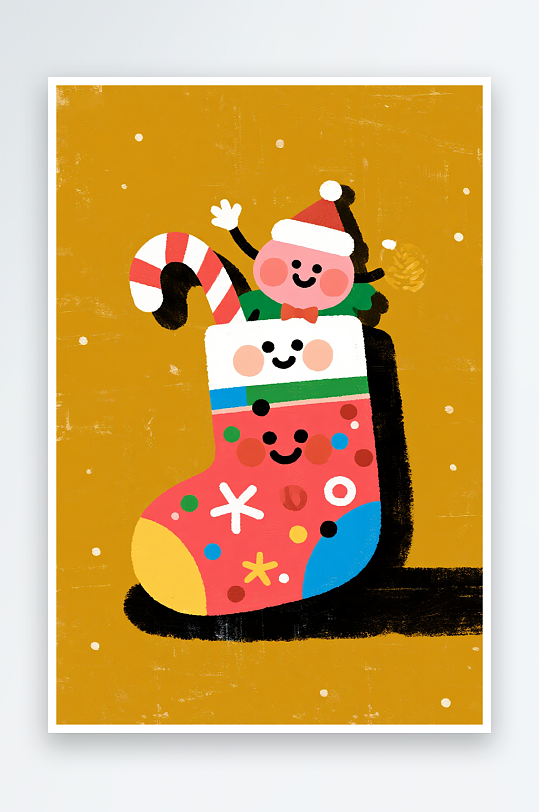 奔跑礼物盒创意抽象圣诞节插画-众图网