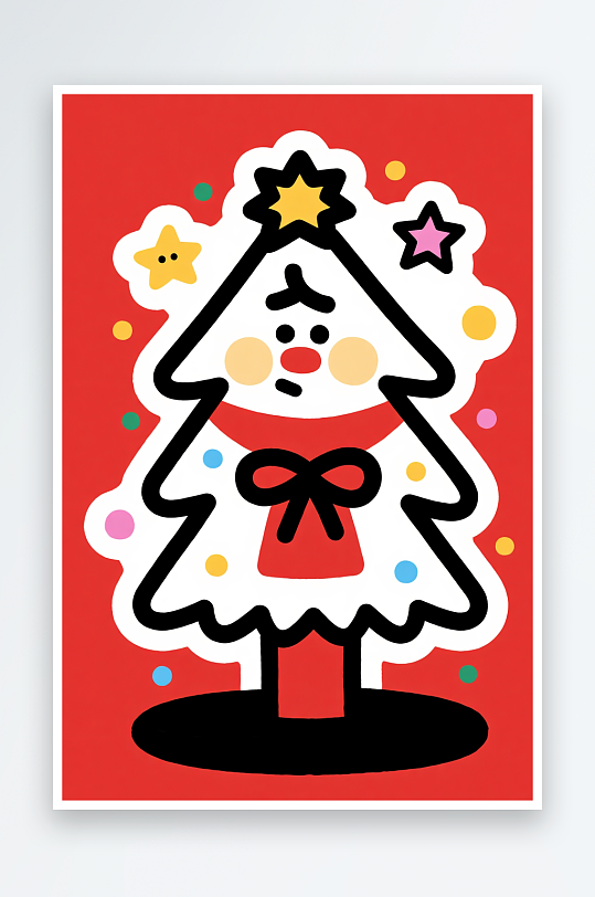 奔跑礼物盒创意抽象圣诞节插画-众图网