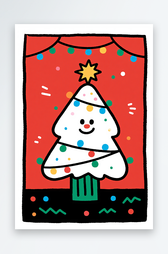 拟人圣诞树创意抽象圣诞节插画-众图网