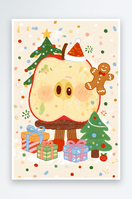 拟人圣诞树创意抽象圣诞节插画-众图网