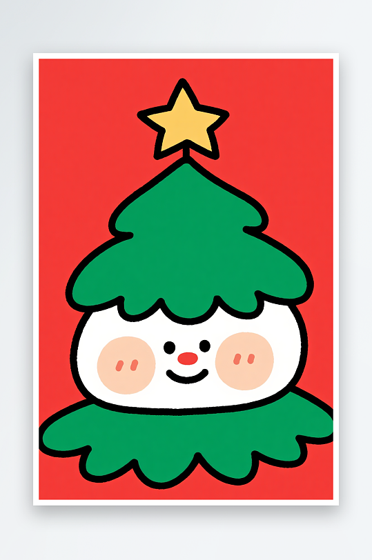 拟人圣诞树创意抽象圣诞节插画-众图网