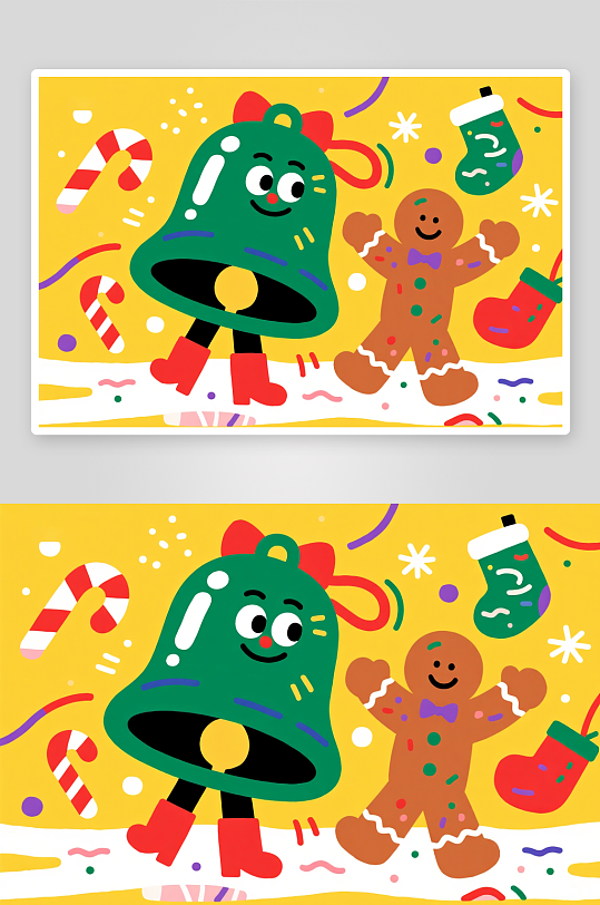 拟人圣诞树创意抽象圣诞节插画-众图网