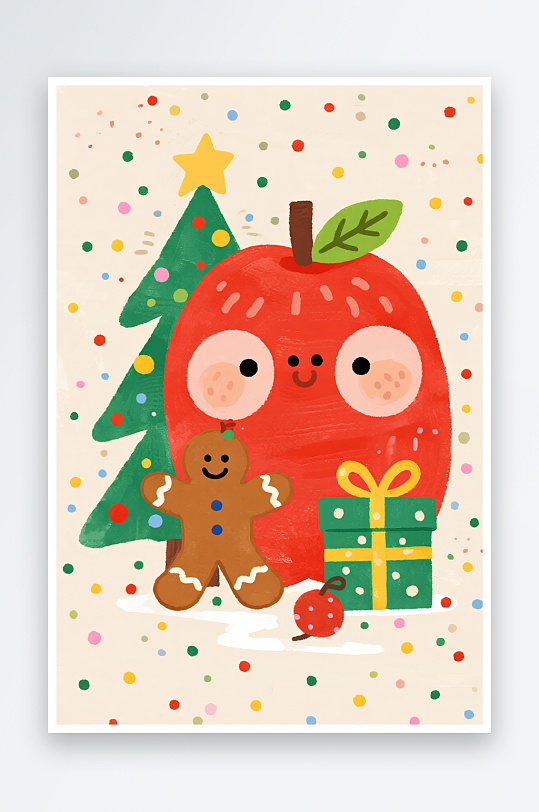 拟人圣诞树创意抽象圣诞节插画-众图网