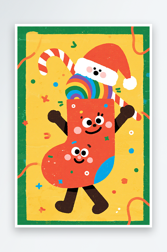 拟人圣诞树创意抽象圣诞节插画-众图网