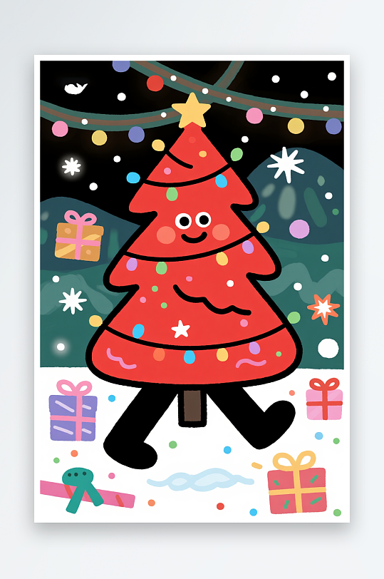 开心袜子创意抽象圣诞节插画-众图网