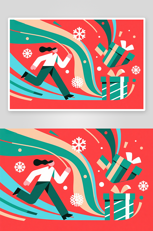 开心袜子创意抽象圣诞节插画-众图网