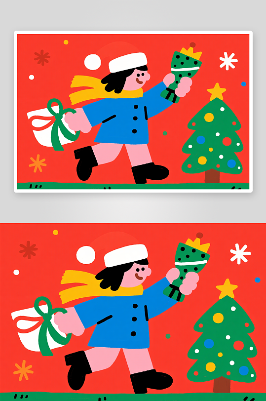 开心袜子创意抽象圣诞节插画-众图网