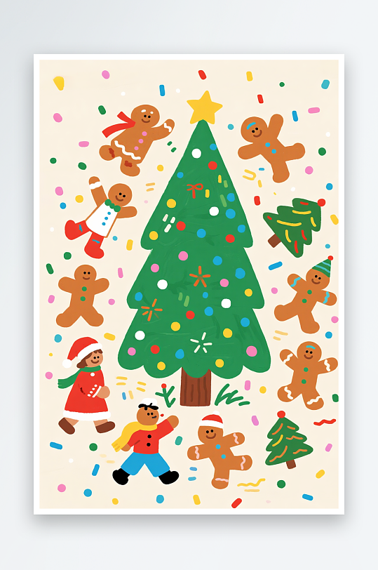 开心袜子创意抽象圣诞节插画-众图网