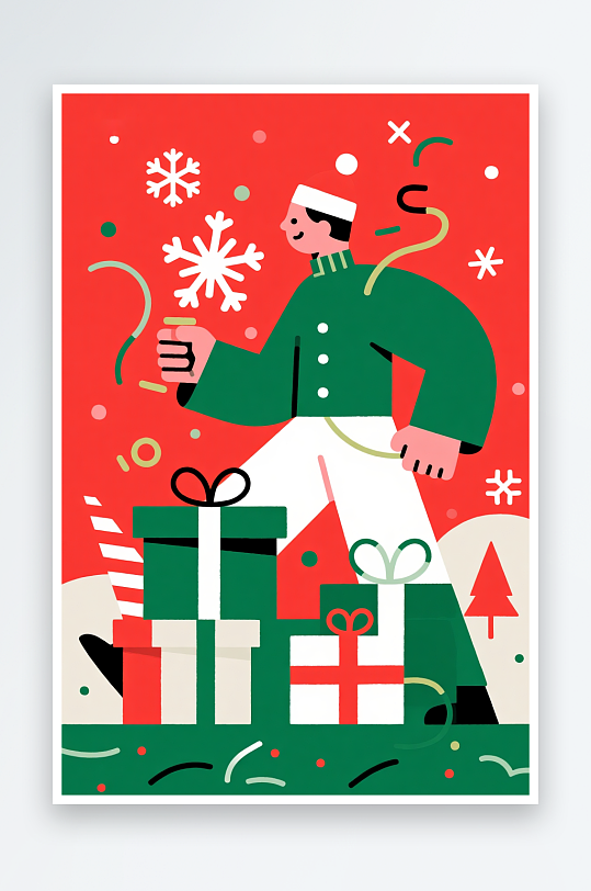 开心袜子创意抽象圣诞节插画-众图网