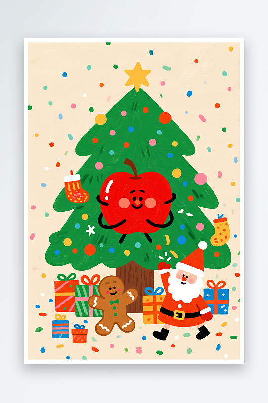 开心袜子创意抽象圣诞节插画-众图网