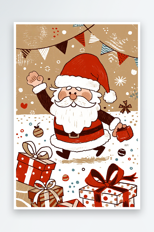 开心袜子创意抽象圣诞节插画-众图网