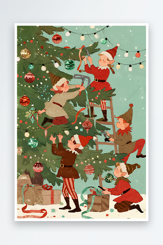 苹果饼干小人创意抽象圣诞节插画-众图网