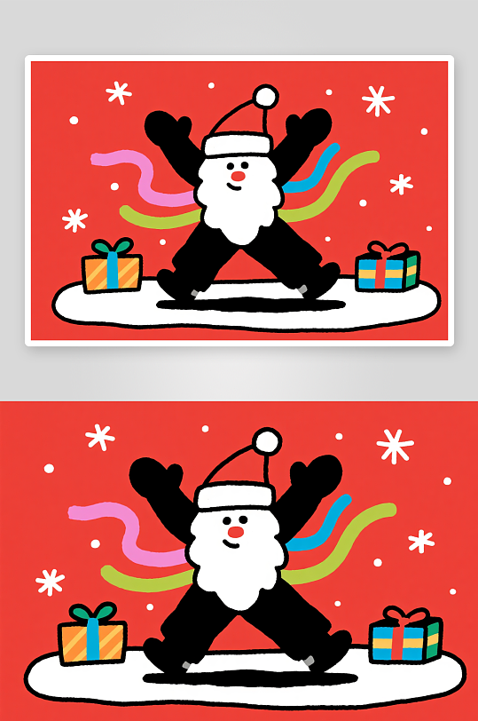 苹果饼干小人创意抽象圣诞节插画-众图网