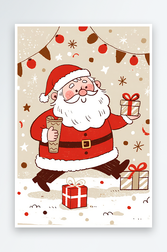 苹果饼干小人创意抽象圣诞节插画-众图网