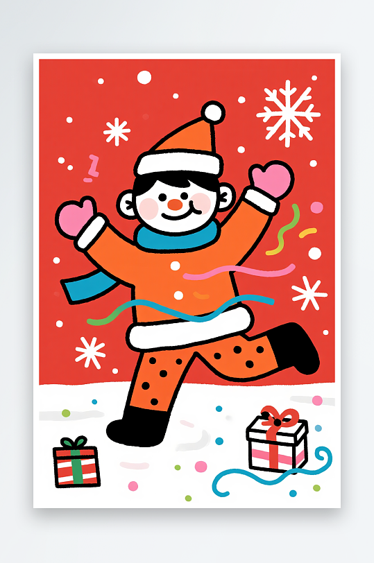 苹果饼干小人创意抽象圣诞节插画-众图网