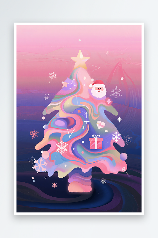 苹果饼干小人创意抽象圣诞节插画-众图网