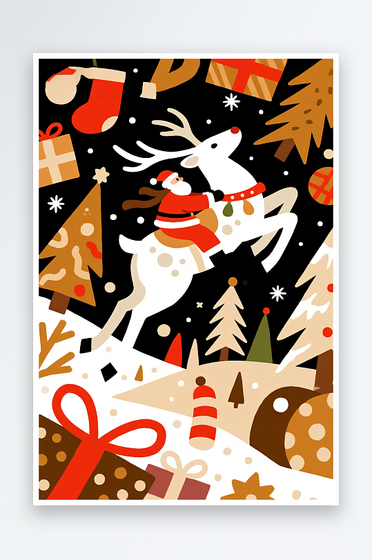 苹果饼干小人创意抽象圣诞节插画-众图网