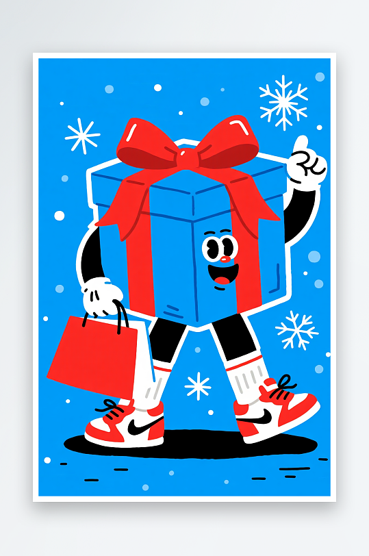 苹果饼干小人创意抽象圣诞节插画-众图网