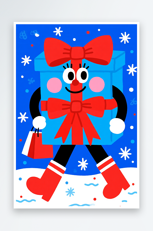 苹果饼干小人创意抽象圣诞节插画-众图网