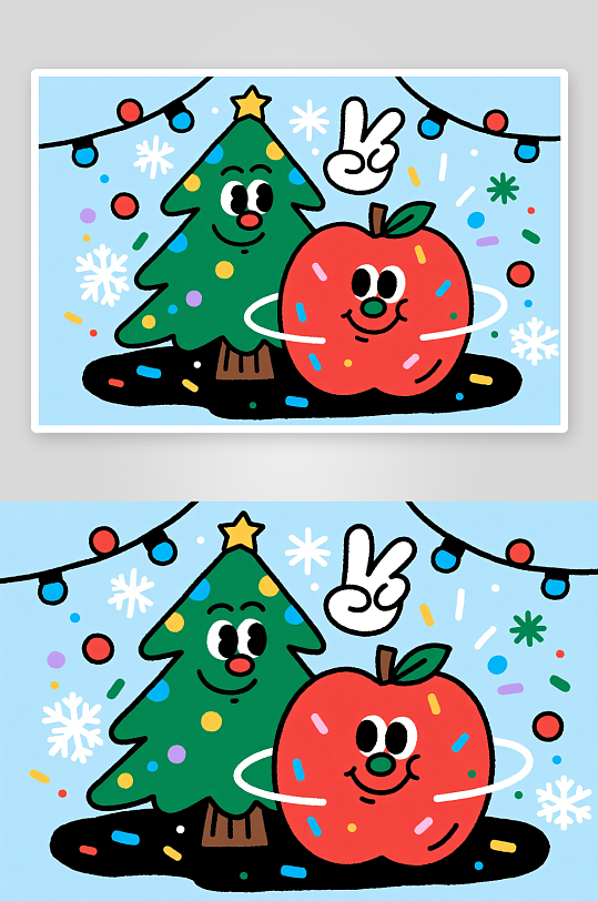 潮酷圣诞老人创意抽象圣诞节插画-众图网