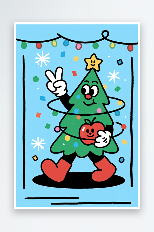 潮酷圣诞老人创意抽象圣诞节插画-众图网