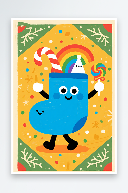 潮酷圣诞老人创意抽象圣诞节插画-众图网