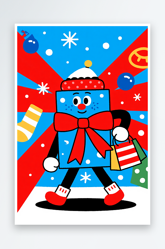 潮酷圣诞老人创意抽象圣诞节插画-众图网