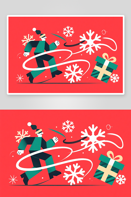 潮酷圣诞老人创意抽象圣诞节插画-众图网