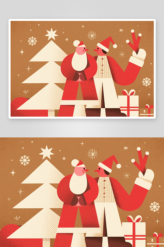 潮酷圣诞老人创意抽象圣诞节插画-众图网