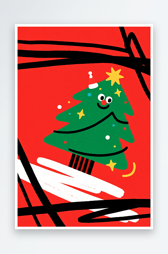 开心圣诞老人创意抽象圣诞节插画-众图网