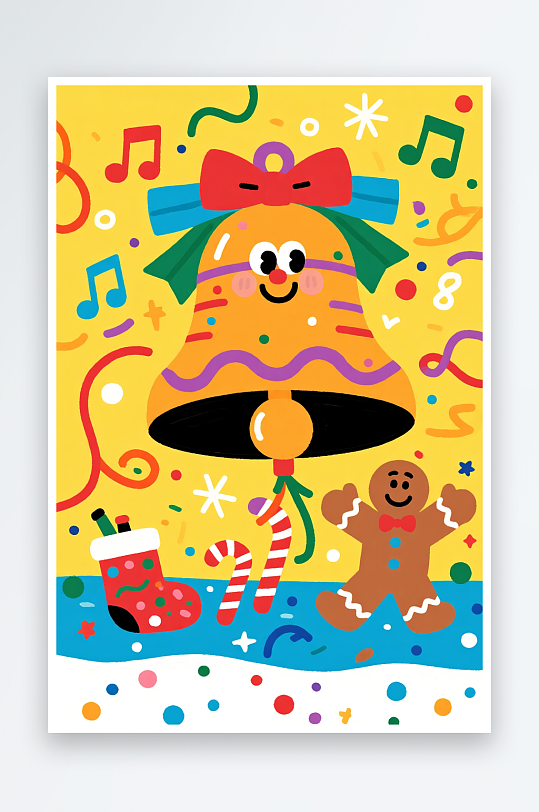 开心圣诞老人创意抽象圣诞节插画-众图网