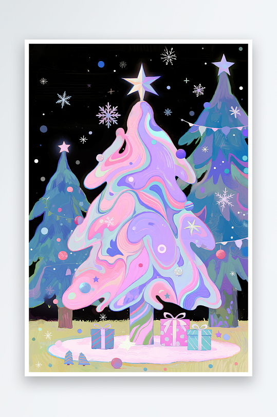 开心圣诞老人创意抽象圣诞节插画-众图网