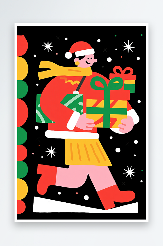 开心圣诞老人创意抽象圣诞节插画-众图网