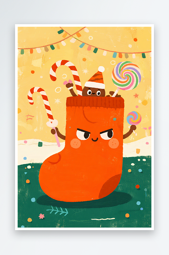 开心圣诞老人创意抽象圣诞节插画-众图网