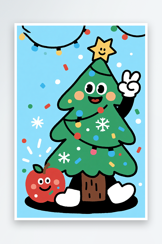 开心圣诞老人创意抽象圣诞节插画-众图网